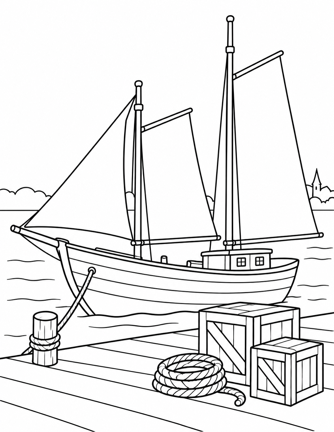 Une goélette sur le fleuve